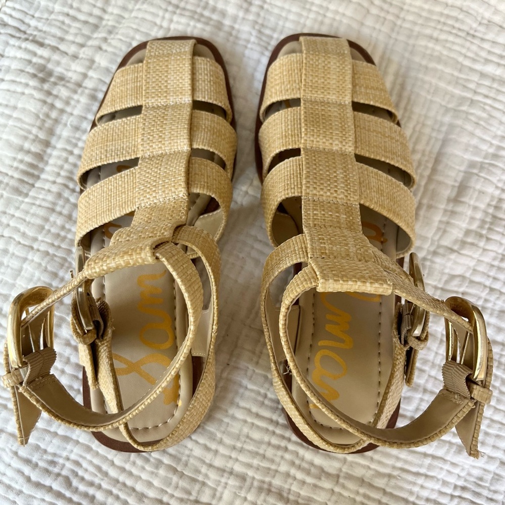 Sam Edelman Tan Raffia Gladiator Sandals - Picture 7 of 11